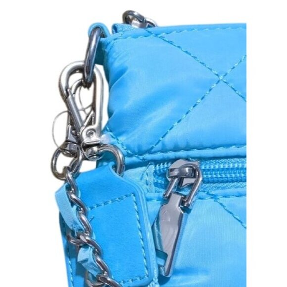 INC International Concepts Lt Blue Quilted Crossbody Bag Chain Strap - Picture 3 of 10